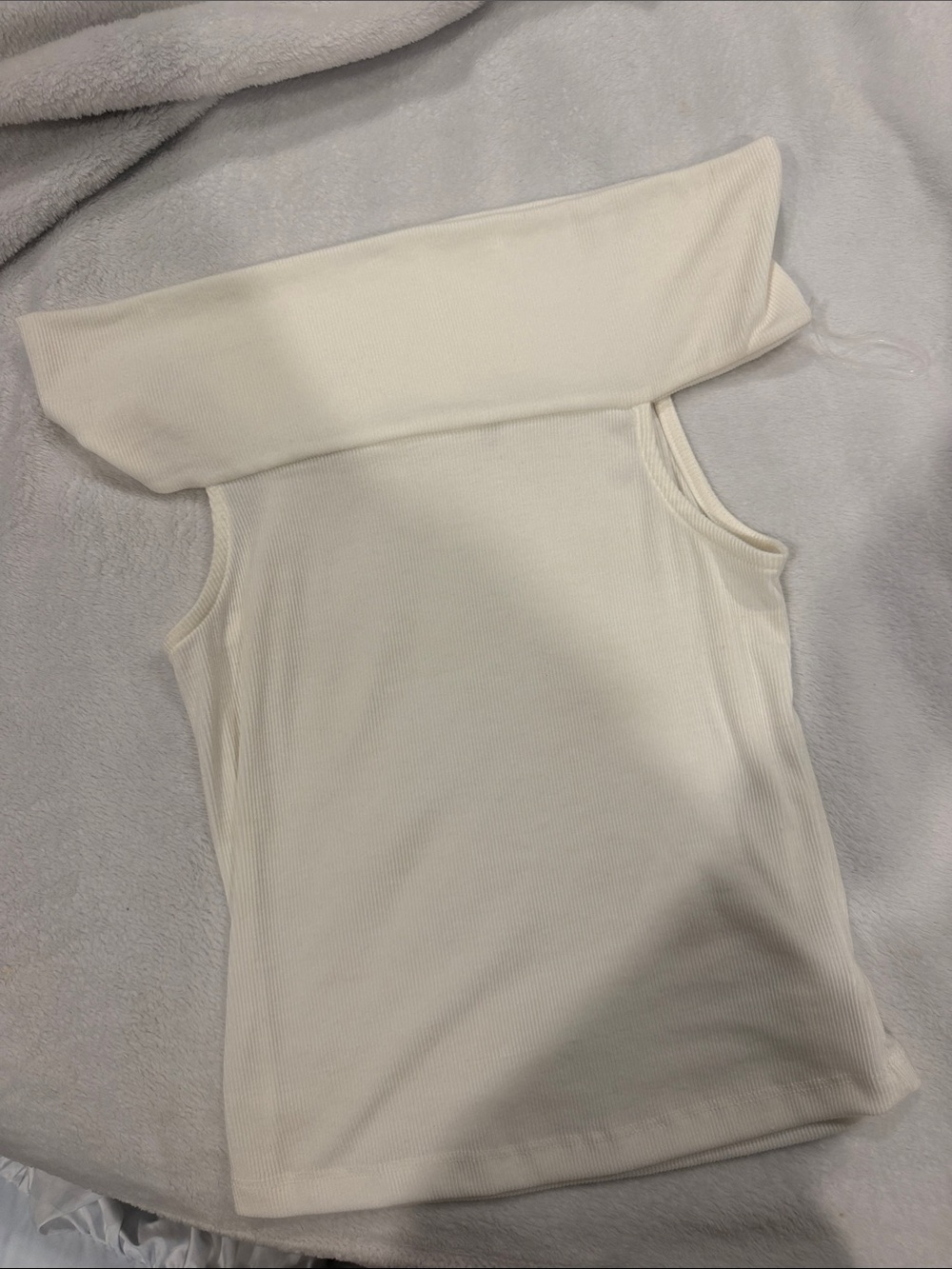 Altar'd State Cream Off-Shoulder Ribbed Camisole